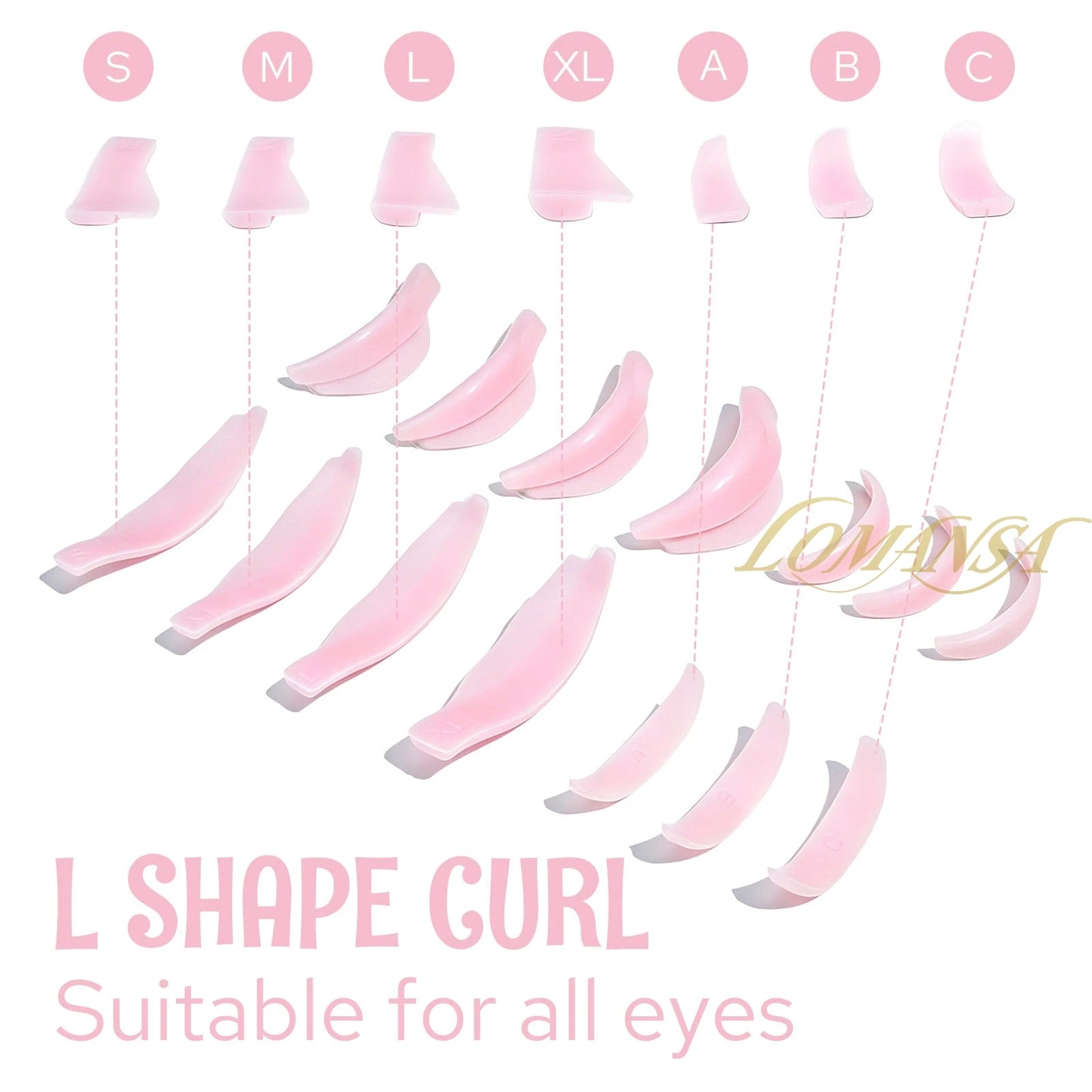 Lomansa 7 Pairs Silicone Eyelash Perming Pad Lash Lifting Kit Recycling 3D Eyelashes Curler Rod Shield Lashes Extension Supplies