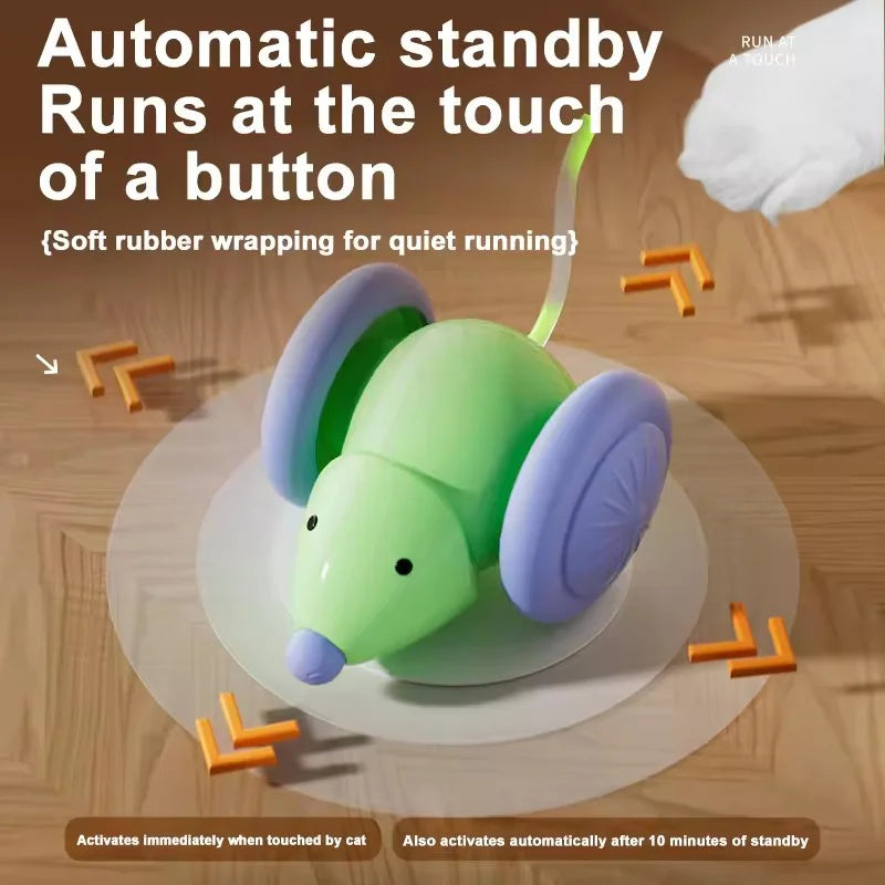 Pet Cat Toy Interactive Smart Mouse With Extra Large Wheels Anti Hair Jamming Durable Bite Resistant with Obstacle Avoidance