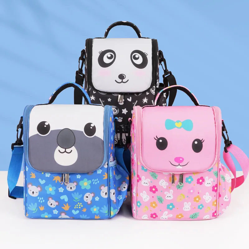 Children's Cartoon Portable Square Lunch Bag Ice Bag Student Insulation Meal Bag Traveing Outdoor Picnics Single Shouder Bag