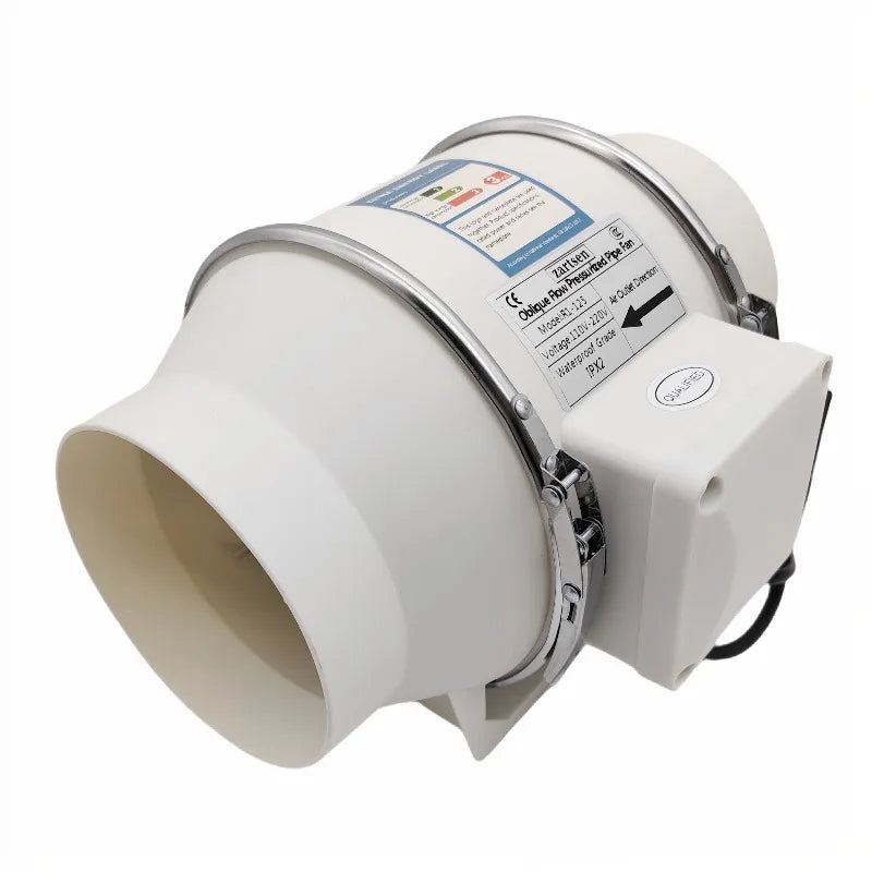 4/5/6 Inch Exhaust Flue Fan Remote Control Mixed Flow Inline Fan 220V High Speed Quiet Exhaust Fan For Home Vents