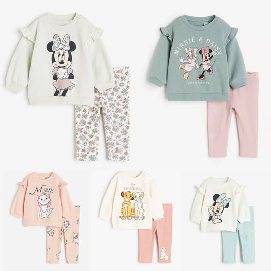 New Autumn Sweatshirt Outfits Cartoon Print Hoodies+Pants 2Piece Set Outer Wear Cotton Long-sleeved Suits Boys Child Costume