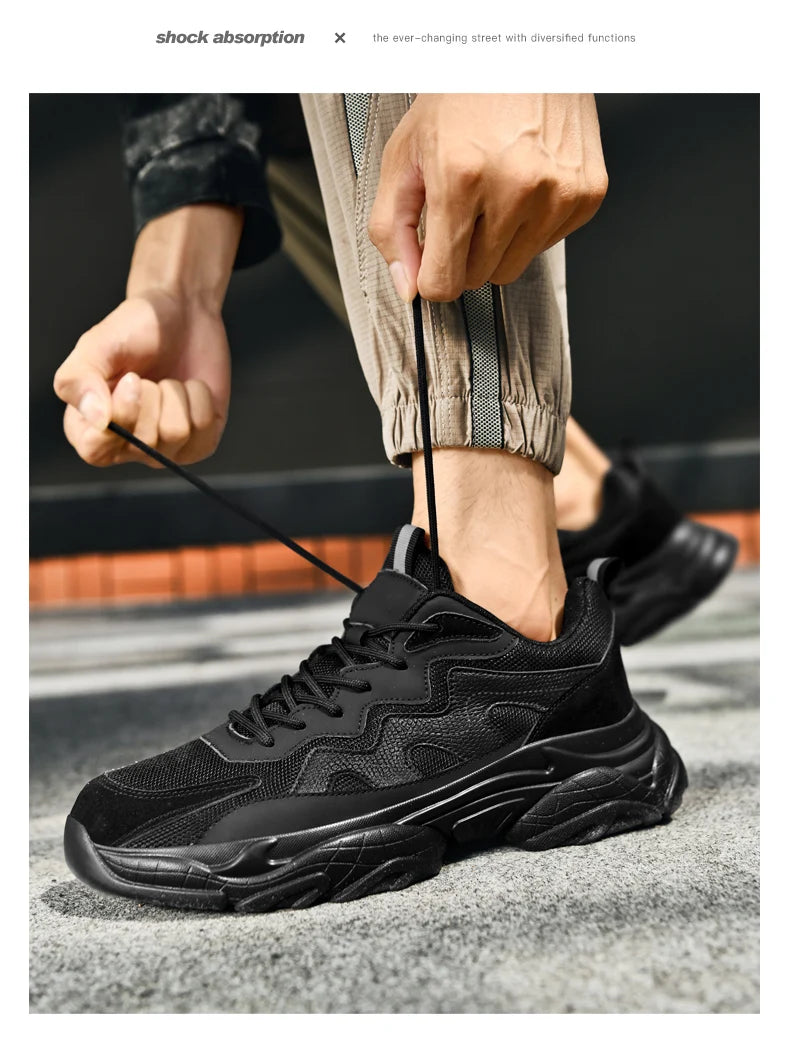 Sports shoes men's four season casual fashion outdoor thick sole breathable comfortable anti slip wear-resistant casual sneakers