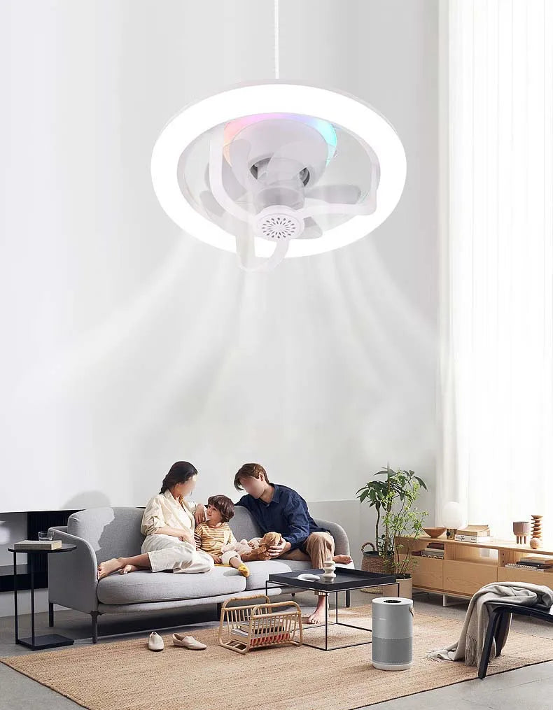 360° Shaking Head Fan Light E27 Universal Screw Head Remote Control Fan Lamp RGB 16 Color Light 360 ° Shaking Head Ceiling Fan