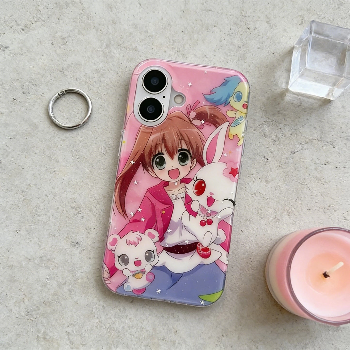 Japan Cartoon Rabbit Phone Case for iPhone 17 16e 16 15 14 13 12 11 Pro Max X Xs XR XSMax 8 7 6 Air Plus Feather Texture Cover