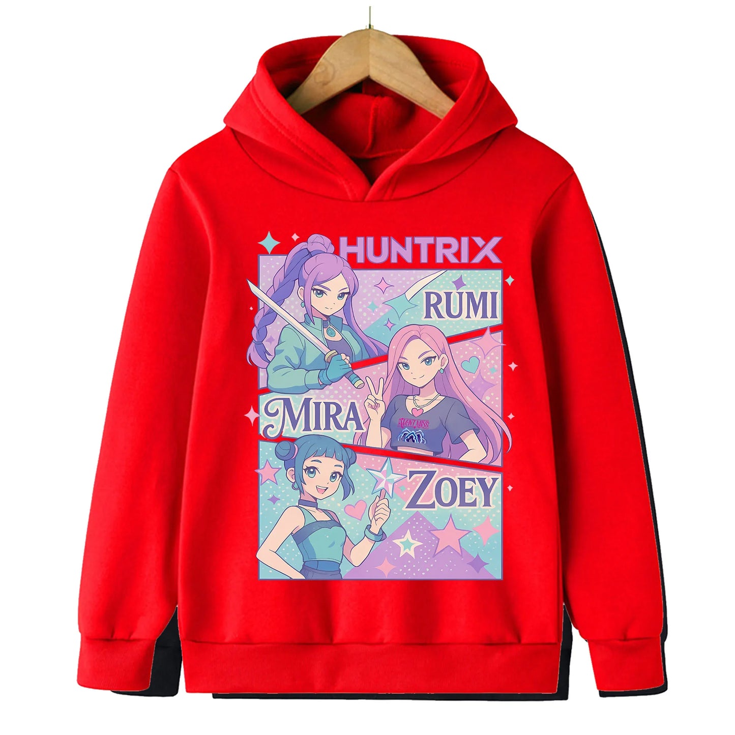 KPOP Devil Hunter Boy Girl Hoodie Street Sports Casual Trendy Harajuku Cartoon Children Autumn Winter Sweatshirt Clothing Top