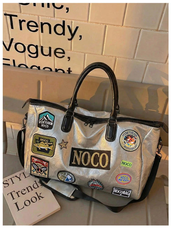 Fitness Travel Bag Suitable for Both Men and Women, Can Be Carried by Hand, Worn over the Shoulder or Cross-Body， Pu Leather Bag