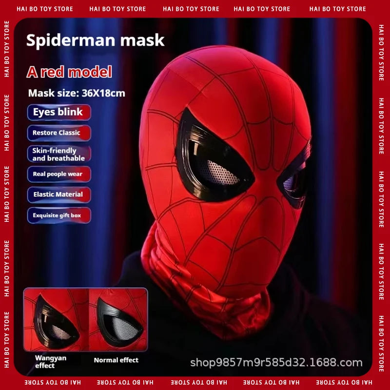 Spiderman Mascara Headgear Cosplay Moving Eyes Electronic Mask Spider Man Remote Control Elastic Toys For Adults Kids Gifts
