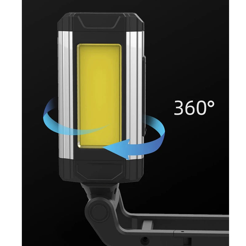 Portable COB Magnetic Work Light Rechargeable LED Flashlight Super Bright Camping Waterproof Car Repair Lamp with Brackets