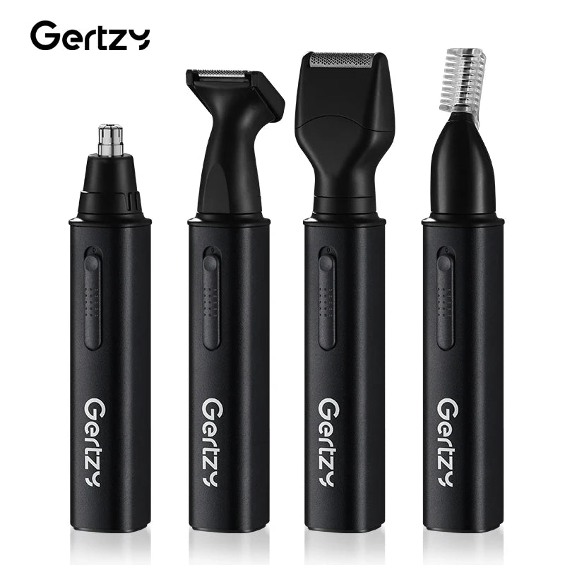 1 rechargeable ear and nose hair clipper kit - USB charging, 4 interchangeable heads, men's and women's portable design