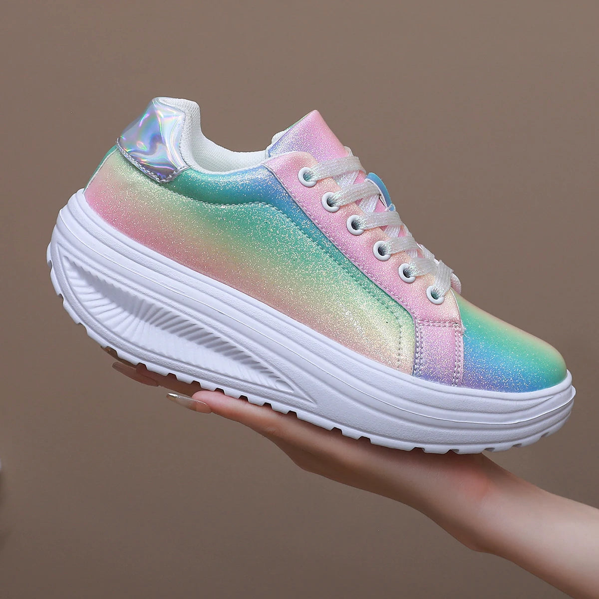 Women Shoes Spring Skate Shoes New Fashion Women Creative Rainbow Colors Sports Shoes Comfortable Tennis Sneakers