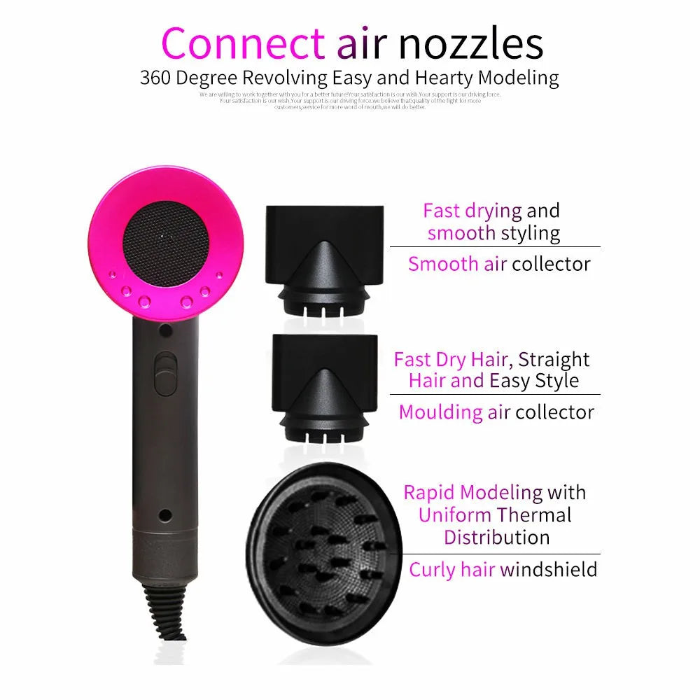 Professional Hair Dryer Strong Wind Hot Air Cold Air Ion Salon HairDryer 2000w Brush Negative Ion Blow Dryer with Diffuser