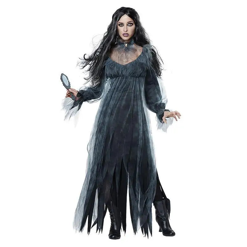 Halloween Costumes Cosplay Costumes Ghost Bride Witch Vampire Performance Game Clothes Women Dress Scary Demon Medieval Cloak
