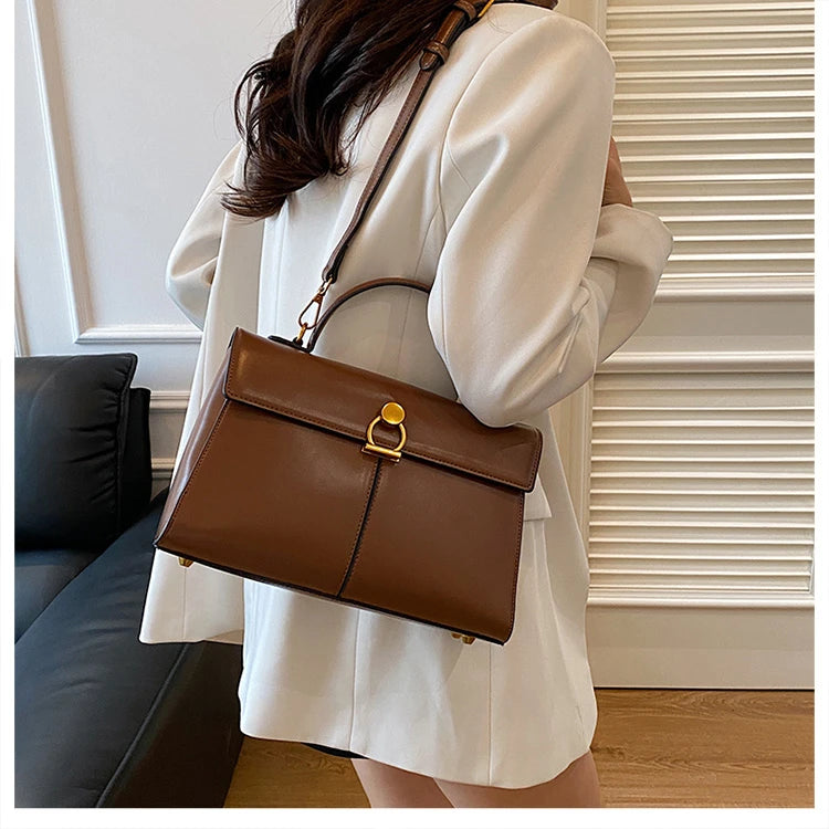 2025 New Classic Style Solid PU Square Shoulder & Crossbody Bags High Quality Sense of Luxury Simple Commute Handbags for Women
