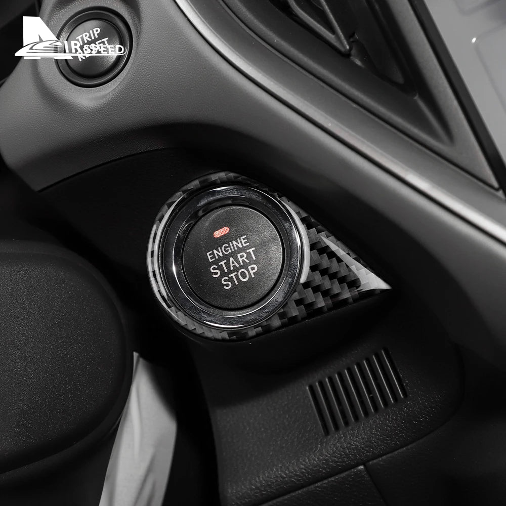 Real Soft Carbon Fiber Sticker For Subaru Crosstrek Impreza 2024 Car Engine Start Stop Button Frame LHD Interior Accessories
