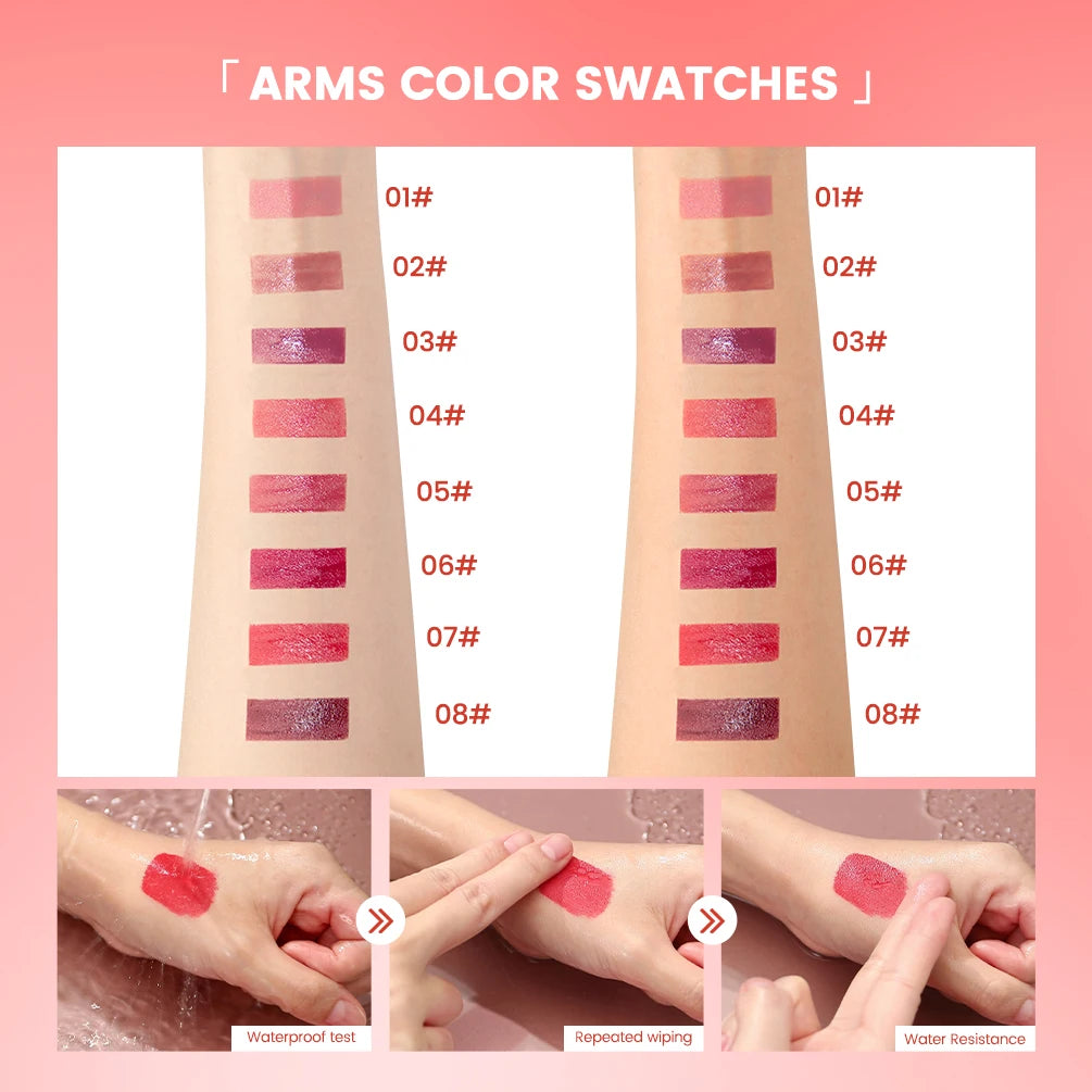 QIBEST Watery Gloss Lip Glaze Moisturizing Long Lasting Sexy Red Liquid Lipstick Mirror Glossy Lip Gloss Tint Cosmetic For Women