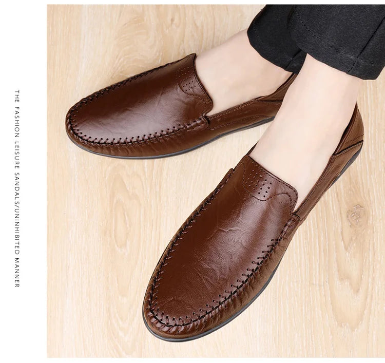 CLOHOO Men's Business Casual Shoes Leather Stitching Comfortable Breathable Rubber Bottom Second Layer Cowhide