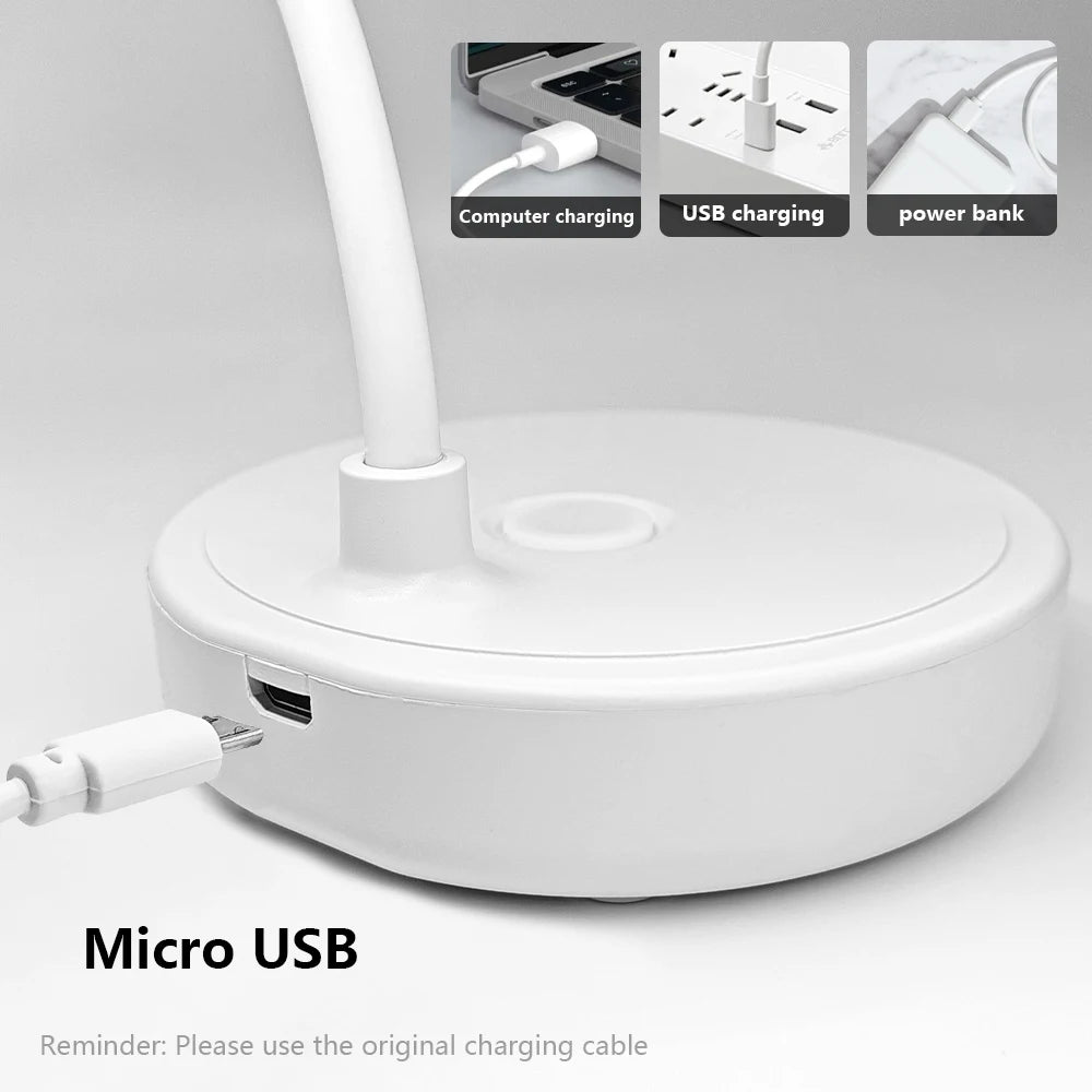 Dual Head Clip Table Lamp LED Rechargeable Eye Protection Desk Lamp Flexible Dimmable Night Lamp For Children Study Kids Reading