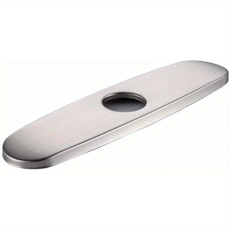 1pc Faucet Bottom Cover Base, Silver Faucet Cover, Oval Stainless Steel Hole Cover, Deck For Bathroom Or Kitchen Sink Faucet