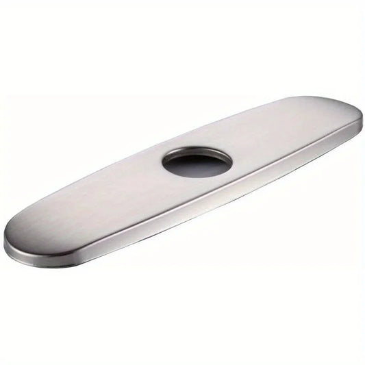 1pc Faucet Bottom Cover Base, Silver Faucet Cover, Oval Stainless Steel Hole Cover, Deck For Bathroom Or Kitchen Sink Faucet