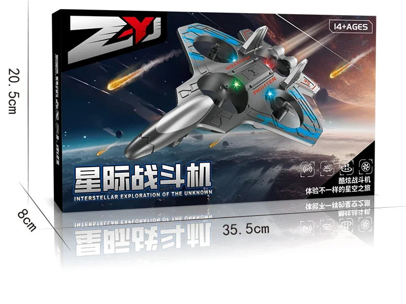 RC Fighter Airplane Mini Drone Remote Control Jet Plane Stunt Drone for Adults & Kids Toy with Light