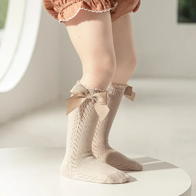 Sweet Baby Girl Knee-High Socks Toddlers Bow Stockings Newborn Infant Non-Slip Sock