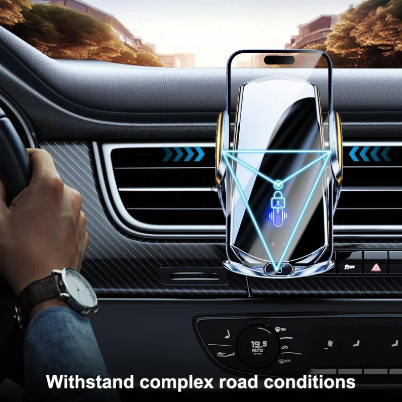 Car Phone Holder Wireless Charger Automatic Intelligent triple sensing magnetic suction charging For Universal All Mobile Phones
