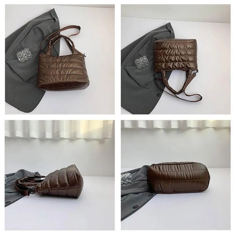 Large Tote Padded Handbags Designer Quilted Women Shoulder Bags Luxury Nylon Down Cotton Crossbody Bag Winter Tote Big