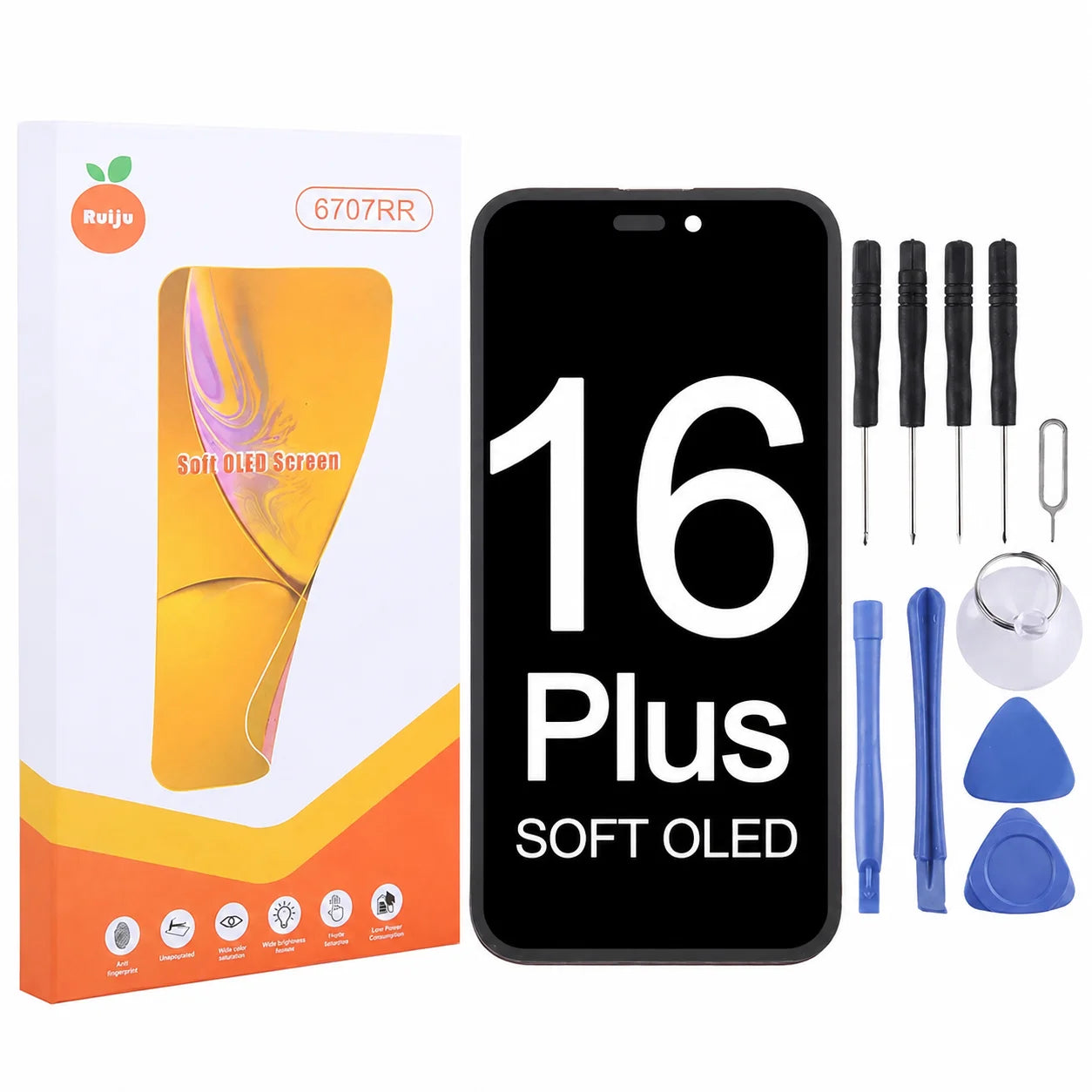 RJ Flexible Soft OLED Display for Iphone 12 13 14 15 16 Pro Max Plus Screen Touch Digitizer Assembly