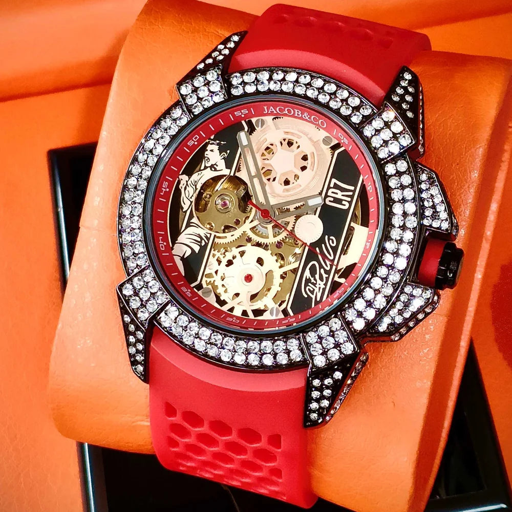 TOP Very Hot Jacob & Co Original Brand Watches For Mens  Full Diamond Automatic Mechanical Wristatch High Quality AAA Clocks