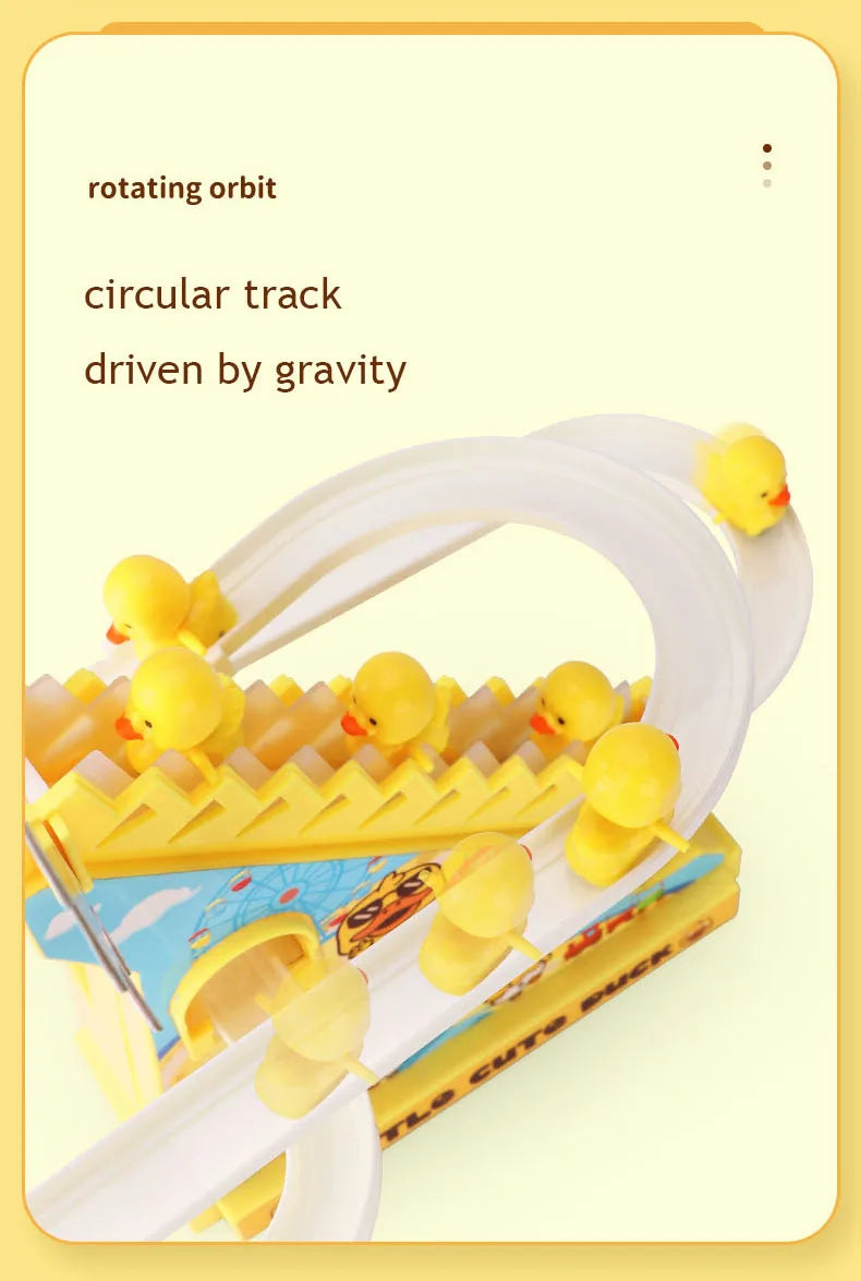 Electric Duck Track Rail Racing Slide Piggy Climbing Stairs Baby Toy LED Lights Musical Slide Roller Coaster Toys for Gift