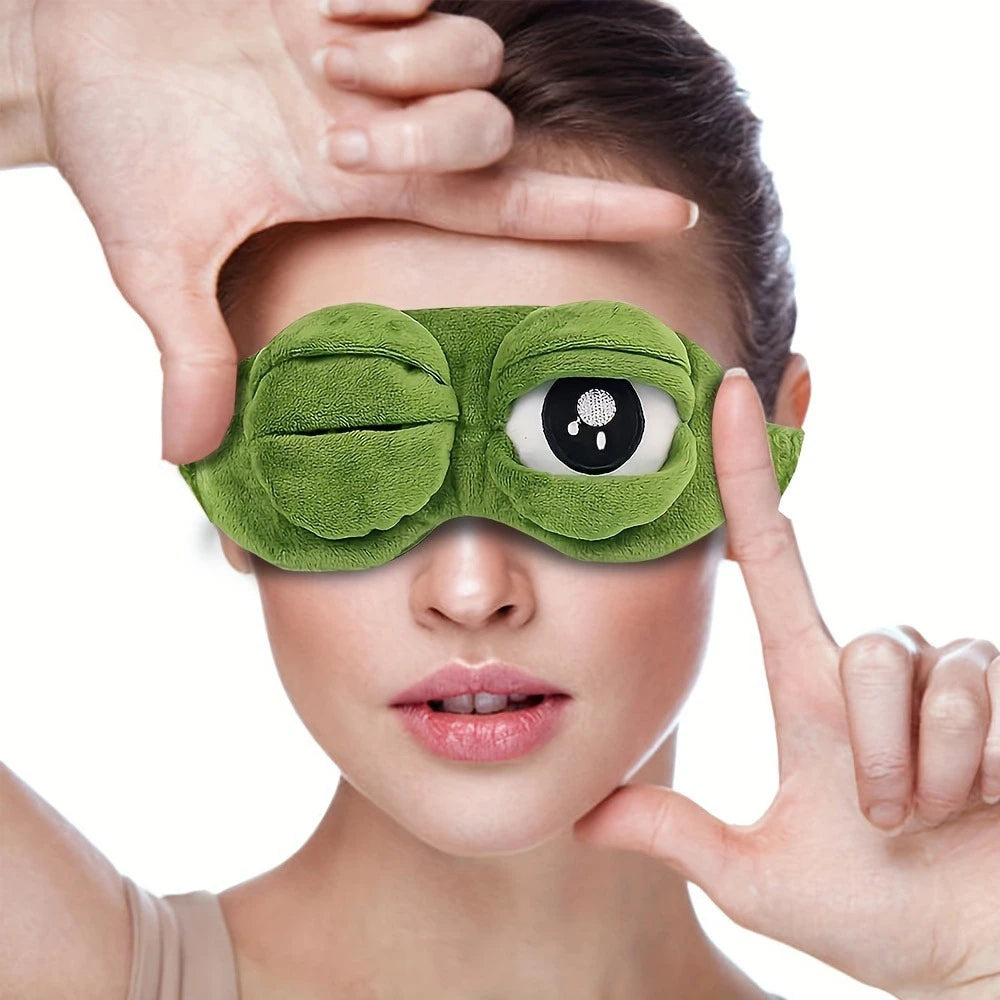 3D Sad Frog Sleep Eye Mask Travel Sleeping Eyeshade Cover Shade Eye Patch For Women Men Soft Portable Blindfold Naptime Eyepatch