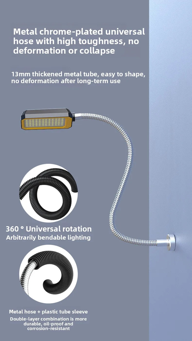 18W/25W LED Machine Tool Work Light With Strong Magnetic Extended 50-80cm flexiable Hose 24V/220V Lathe Punch MachineTable Lamp