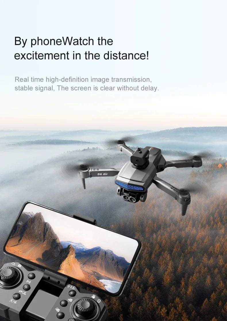 New D6 Mini Drone 4k Profesional 8K HD Camera Obstacle Avoidance Aerial Photography Brushless Foldable Quadcopter Gift Toy 6000M