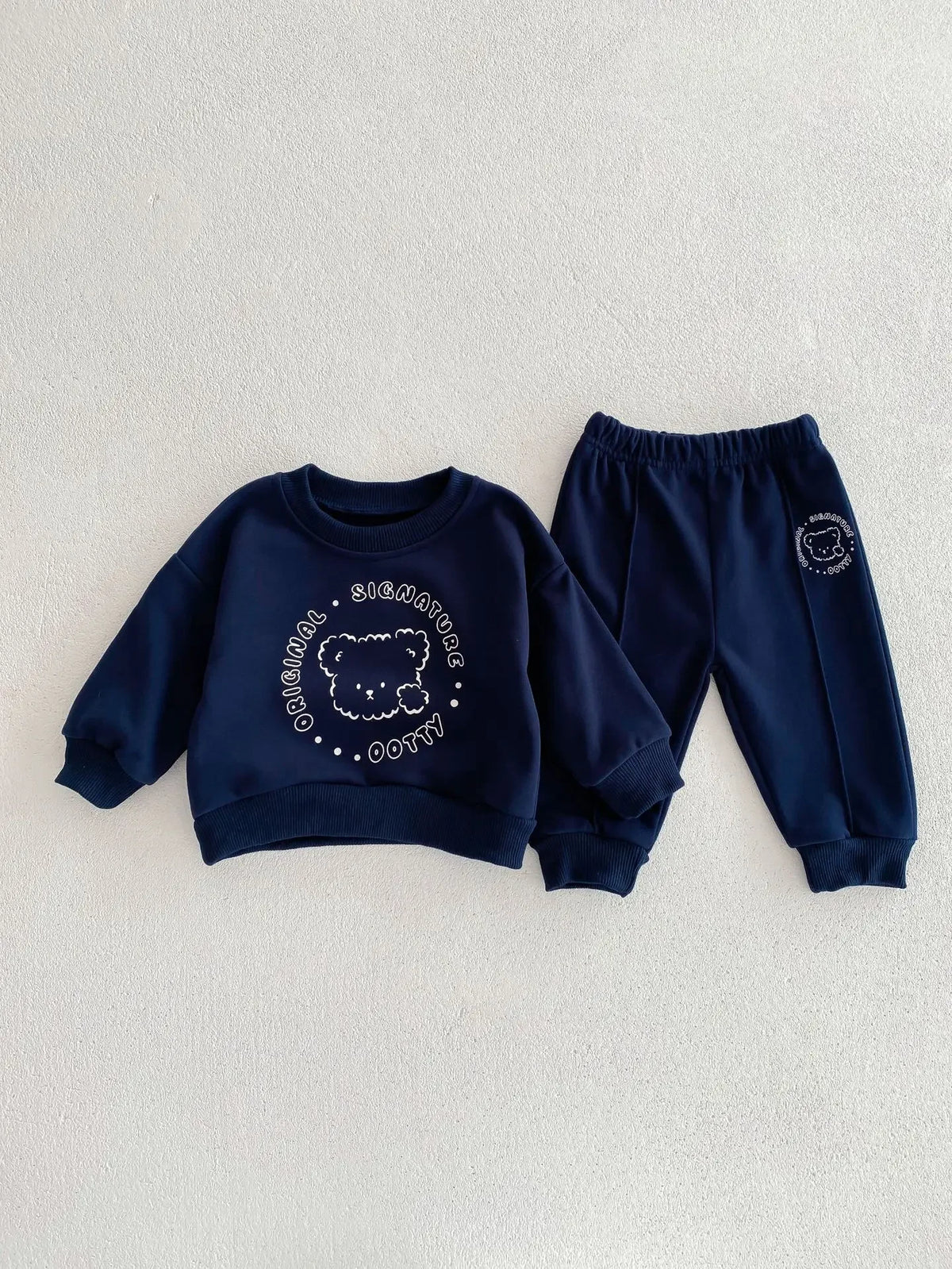 Spring New Baby Clothing Set, Korean Style Cute Bear Two-Piece Outfit for Kids, Long Sleeve Top & Pants Set