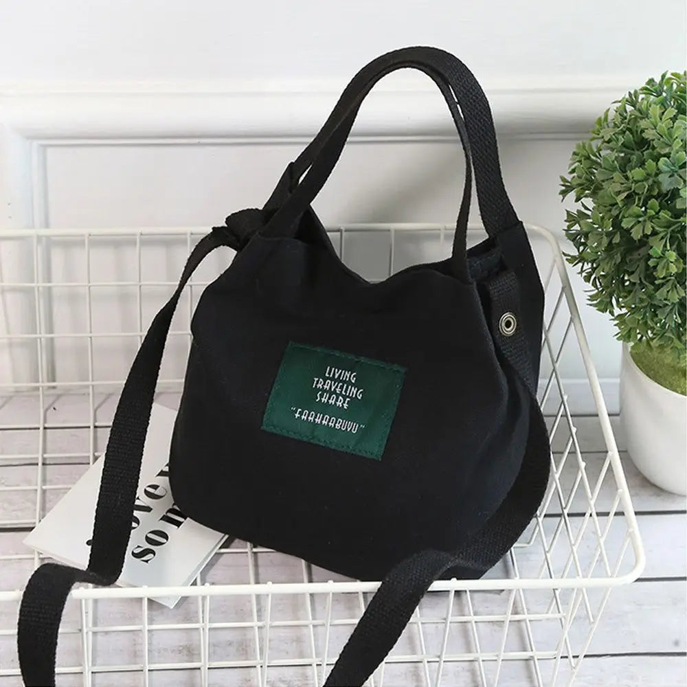 Women Shoulder Bags Letter Handbags Casual Buckle Tote Canvas Crossbody Bag Cute Shopping Bag For Ladies