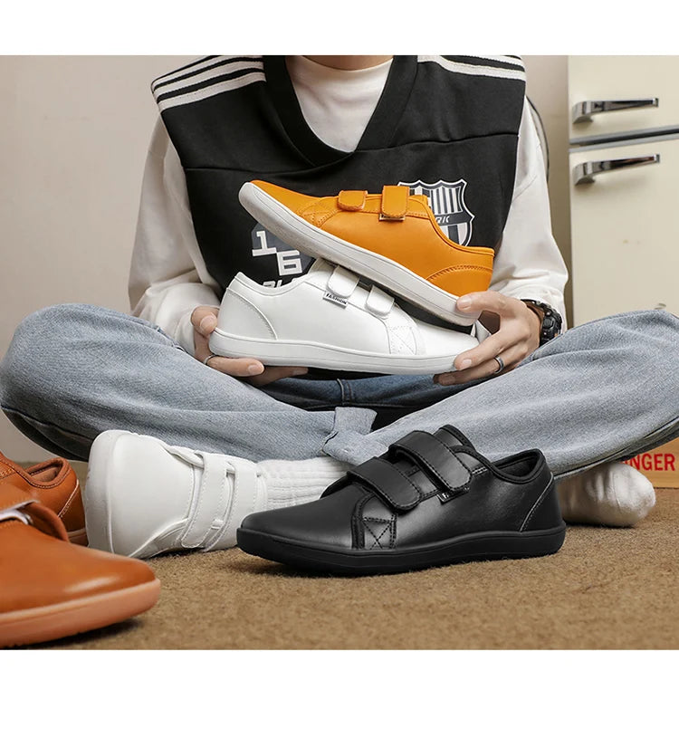 Mens/Women Barefoot Walking Shoes Wide Toe Zero Drop Minimalist Shoes Leather Comfortable Casual Shoes for Gym Driving Office