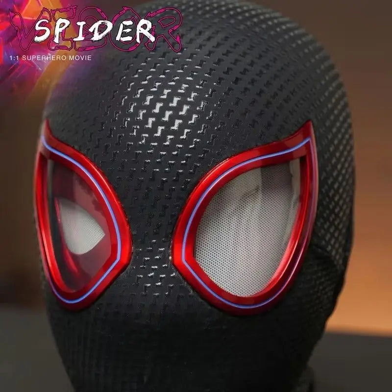 1:1 Miles Morales Mask with Movable Eyes Mascara Electric Gwen Spider-Man Helmet Ring Control Halloween Cosplay Mask Toy Gift