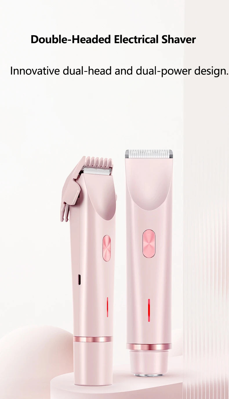 2 IN 1 Rechargeable Epilator Electric Eyebrow Trimmer Female Body Facial Lipstick Shape Hair Removal Mini Painless Razor Shaver