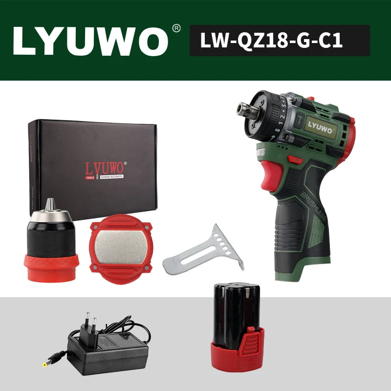 LYUWO Brushless Cordless Electric Screwdriver Kit with Fast-Charging Battery,LED Work Light&Ergonomic Grip(Drill/Driver 2-in-1)