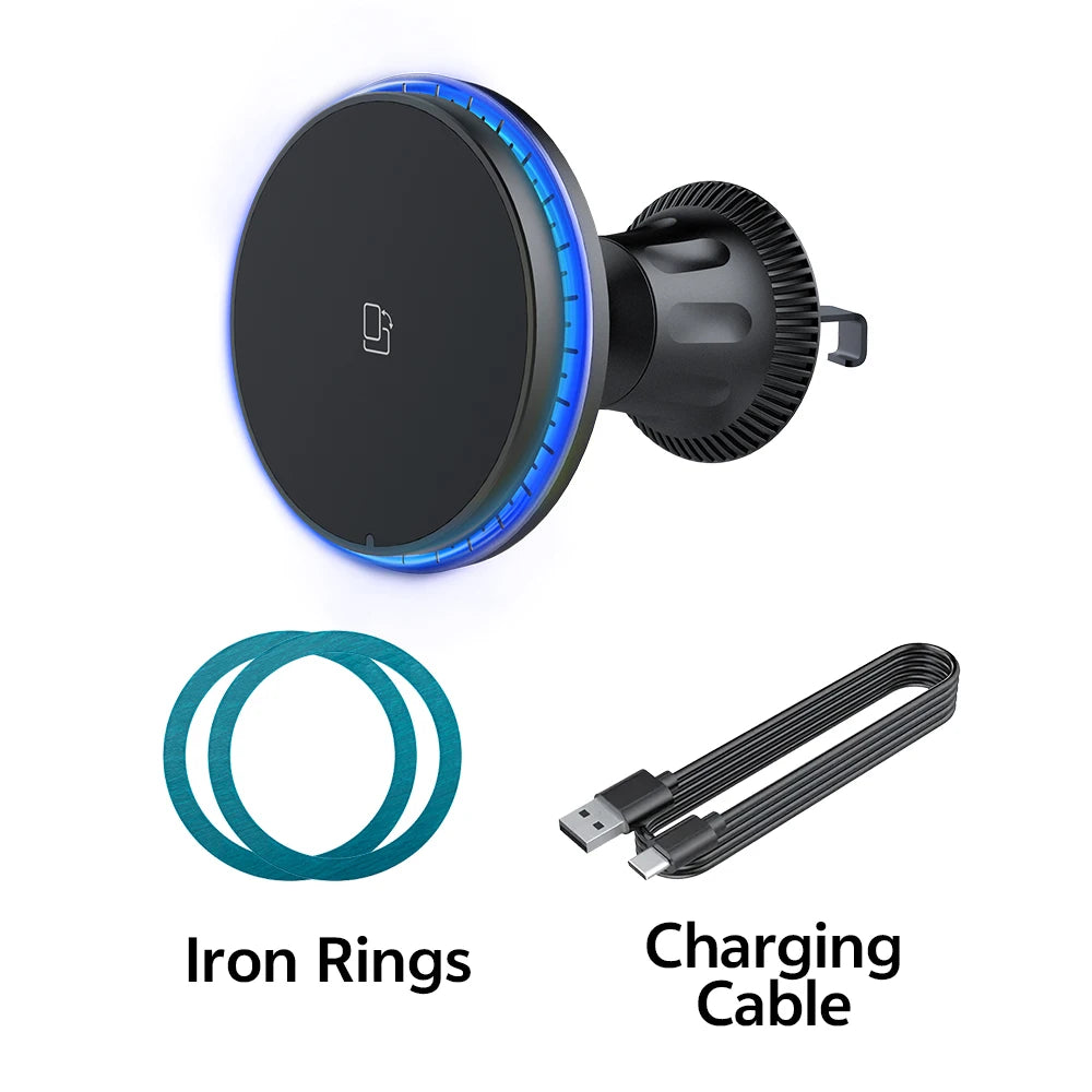 15W Fast Charging Strong Magnetic Phone Holder for Car, Wireless Car Charger Compatible for iPhone 16 Pro Max 15 14 13 12