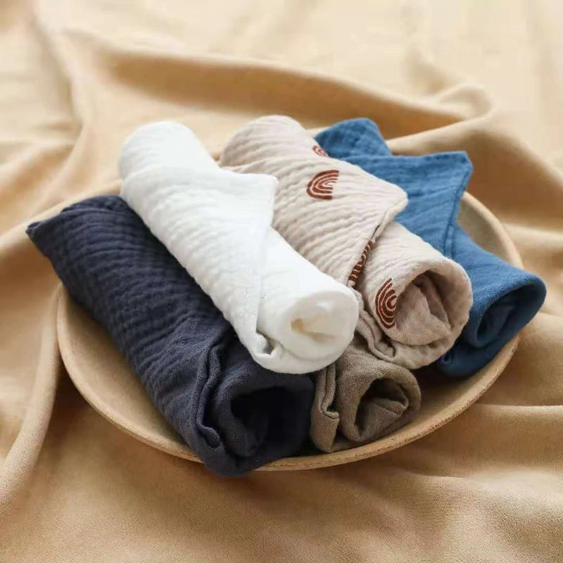 5 Pcs Baby Cotton Square Towel Infant Hand Face Washcloth Handkerchief Muslin Cloth Feeding Bib Burp Cloth Saliva Towel for P31B