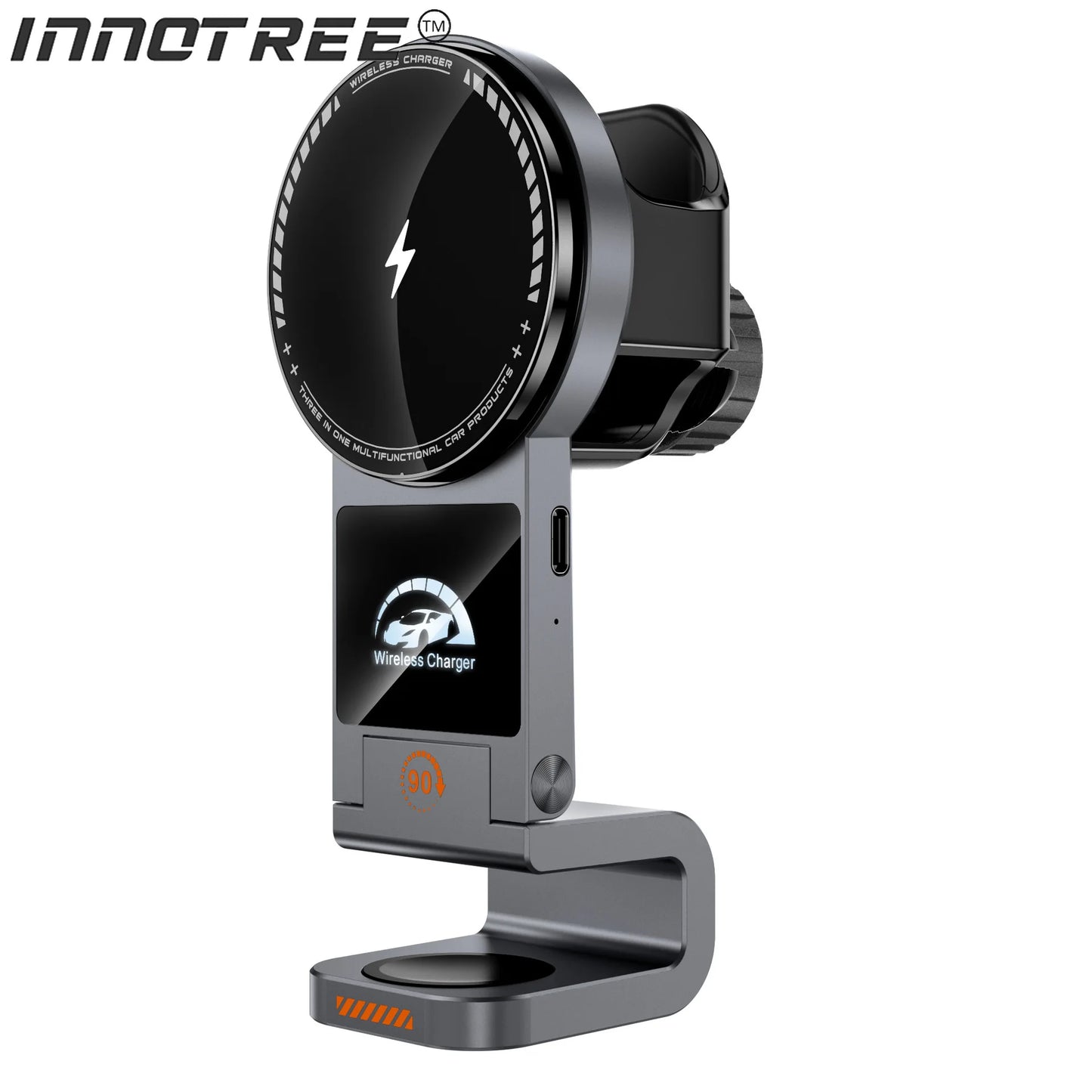 Magnetic Wireless Charger Car Phone Holder 15W Fast Charging  Air Outlet Hook Mount Stand for Magsafe IPhone 16 Earphone Iwatch