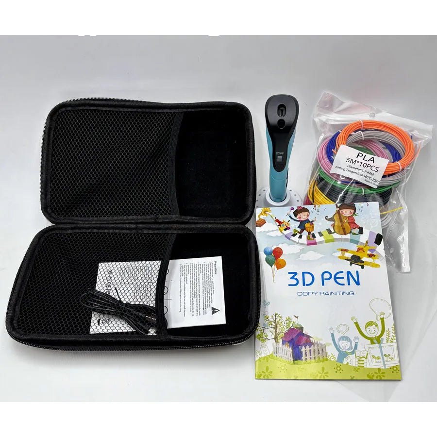 3D Printing Pen Set with PLA Materials Portable Storage Bag Creative Drawing DIY Handcraft Tool Kit for 3D Art Painting