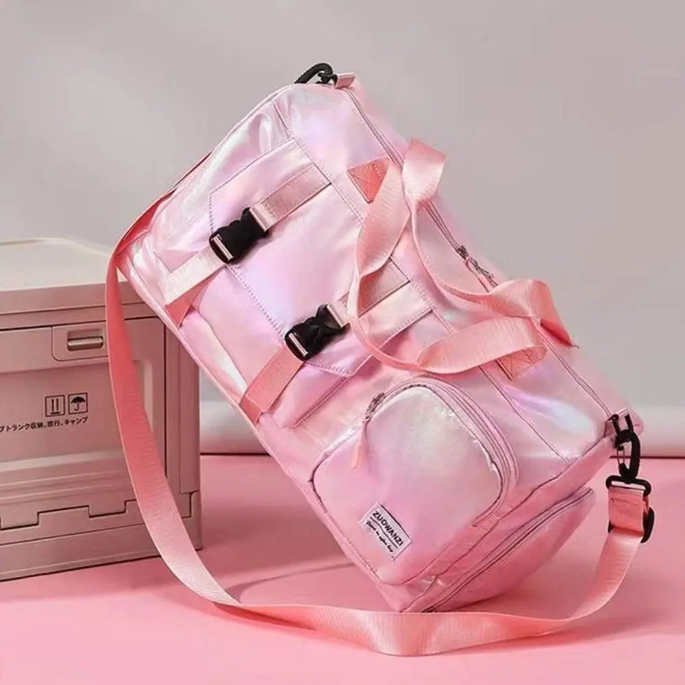 Pearl Glossy Gym Bag Wet Dry Separation Large Capacity Travel Luggage Bag Carry-On Waterproof Weekender Gym Tote Sports