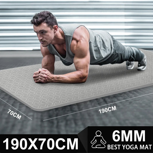 190CM Yoga Mat High Density Anti-Tear Exercise Mat Extra Long & Wide Non Slip Workout Mat with Carrying Strap for Sports Fitness