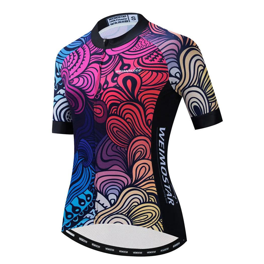 Blue Black Womens Cycling Jersey Pro Team Cycling Clothing Summer MTB Bike Jersey Breathable Bicycle Shirt Maillot Ciclismo