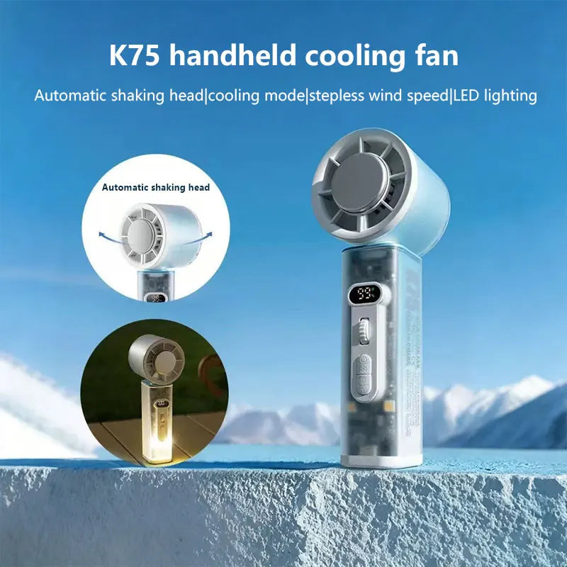 Lenovo Handheld Mini Fan Electric Hand Fans Ice Compress High-Speed Cooling USBRechargeable Portable LED Digital Display