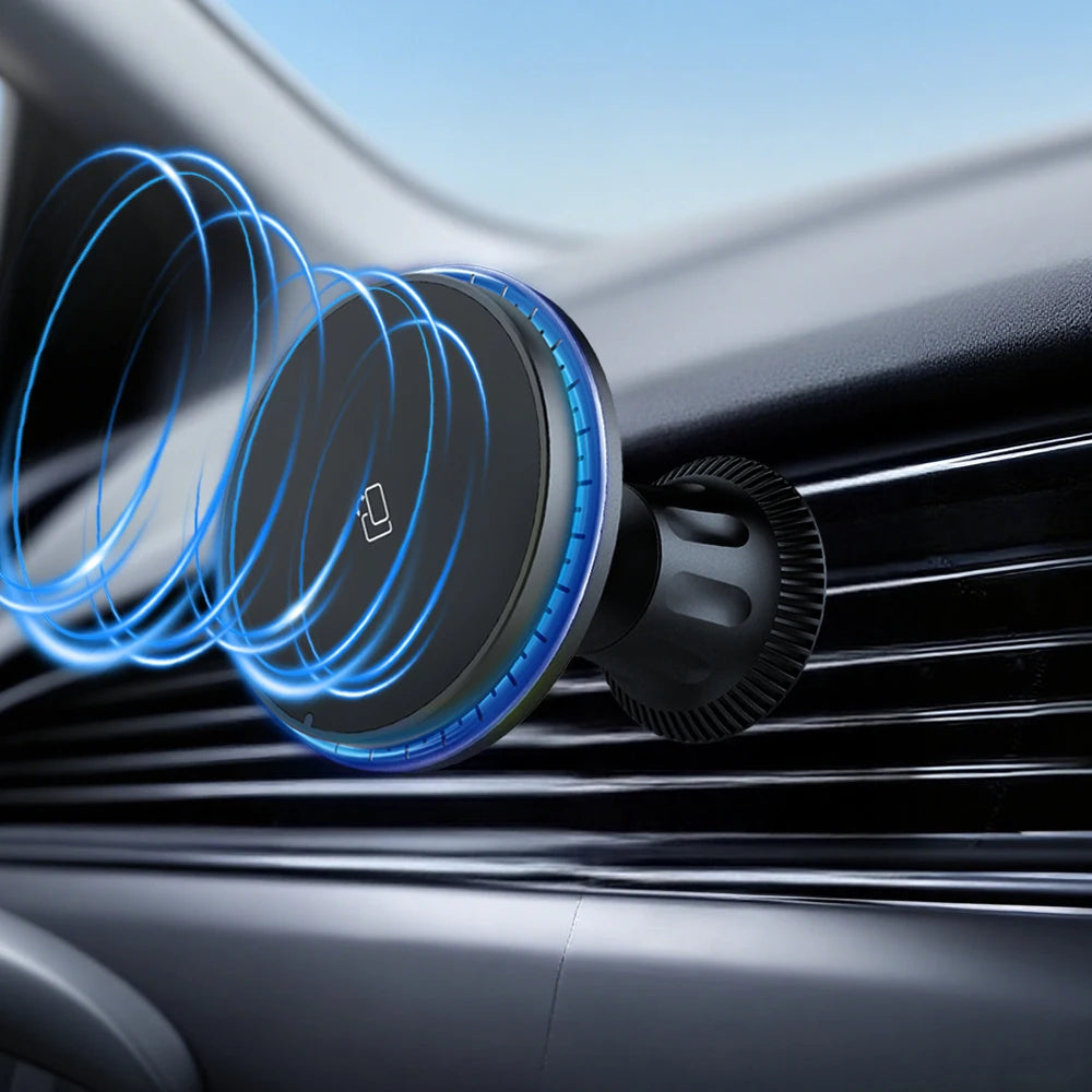 Wireless car charger, 15W fast charging magnetic phone holder, suitable for iPhone 12 13 14 15 16 Pro Max wireless car charger