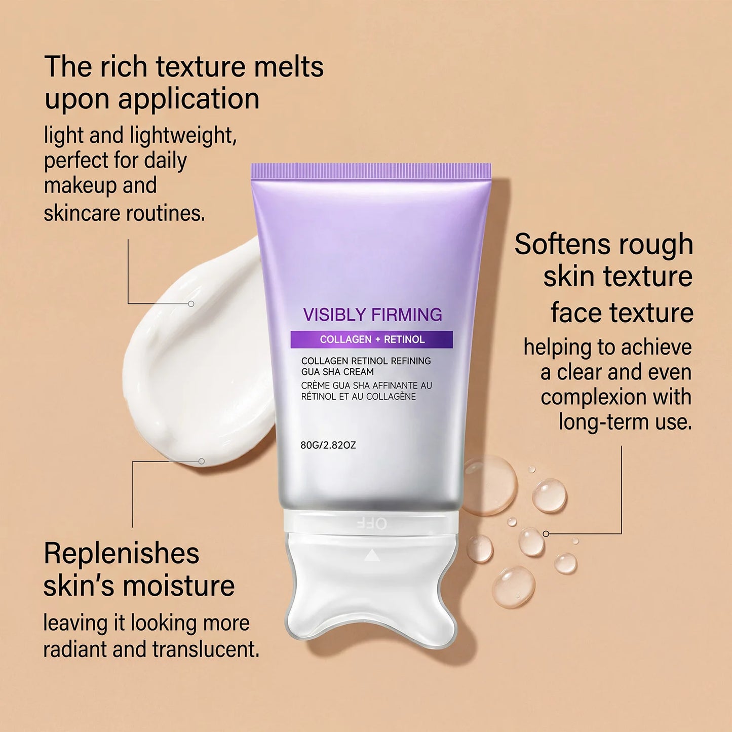 Instant Lifting Face Cream Sculpting Contour Gua Sha Cream Retinol Collagen Lift Sagging Skin Face Cheek Neck Scraping Therapy