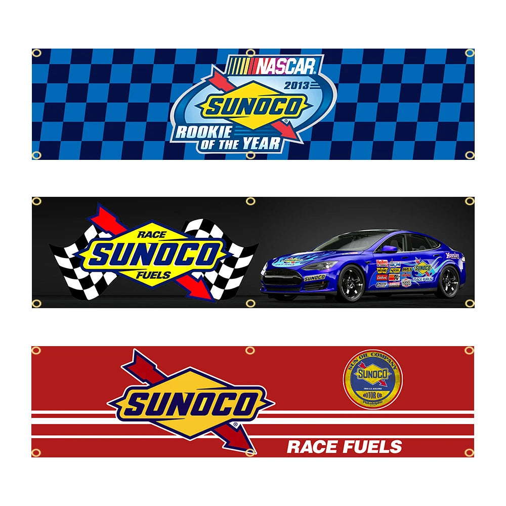60X240cm Sunocos racing car Banner Flag Polyester Printed Garage or Outdoor Decoration Tapestry
